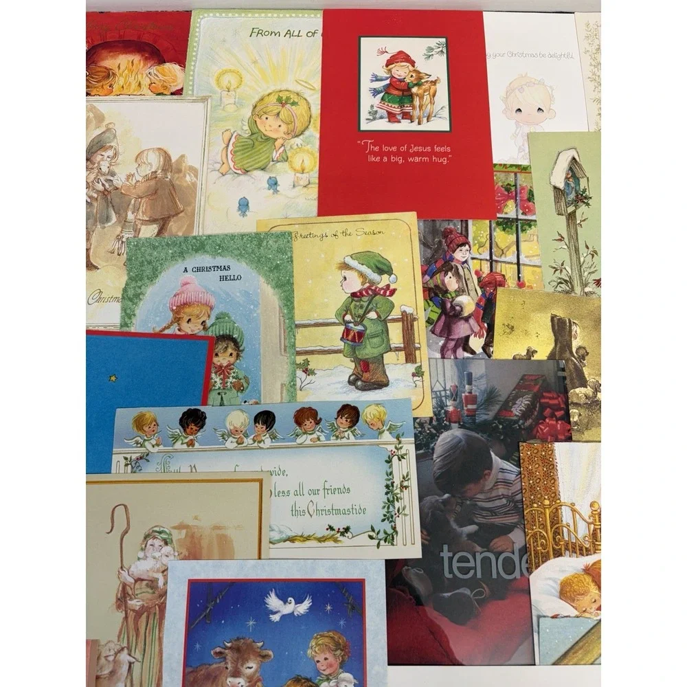 Vintage Christmas Cards Fronts ONLY Kids Children Scrapbooking Crafts Lot of 50+